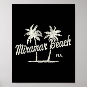 Miramar Beach Florida Vintage 70s Palm Trees Graph Poster