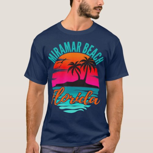 Miramar Florida Palm Tree Island Pink Sunset T_Shirt