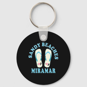 Miramar Vacation Sandy Beaches I Heart Flip Flops Keychain