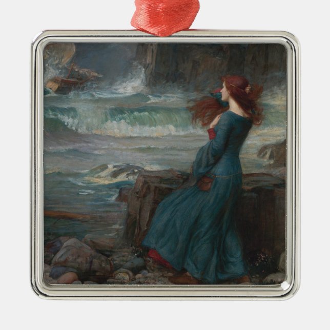 Miranda (by John William Waterhouse) Metal Ornament (Front)