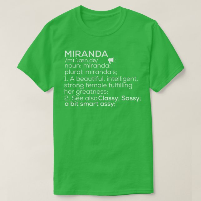 Miranda Name Miranda Definition Miranda Female Nam T-Shirt (Design Front)