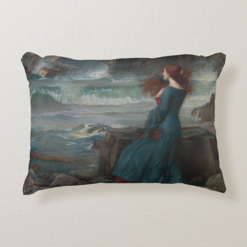 Miranda Tempest John William Waterhouse Art Accent Pillow