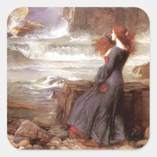 Miranda __ The Tempest by John William Waterhouse Square Sticker