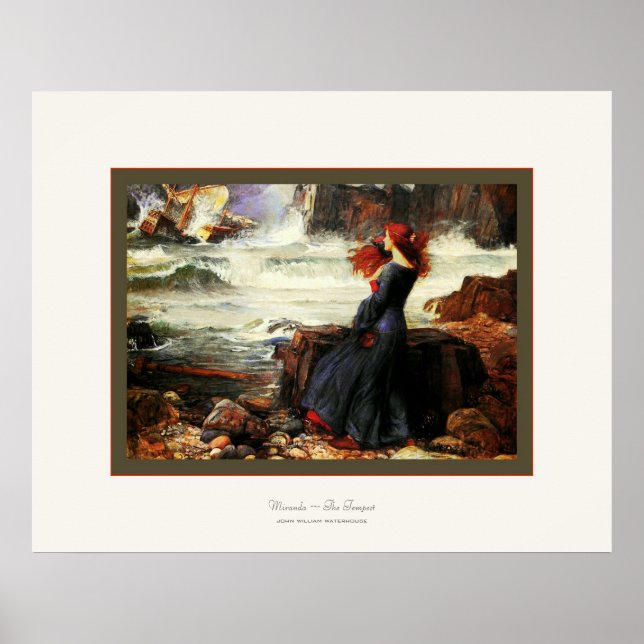 Miranda ~ The Tempest ~ John W. Waterhouse Poster (Front)