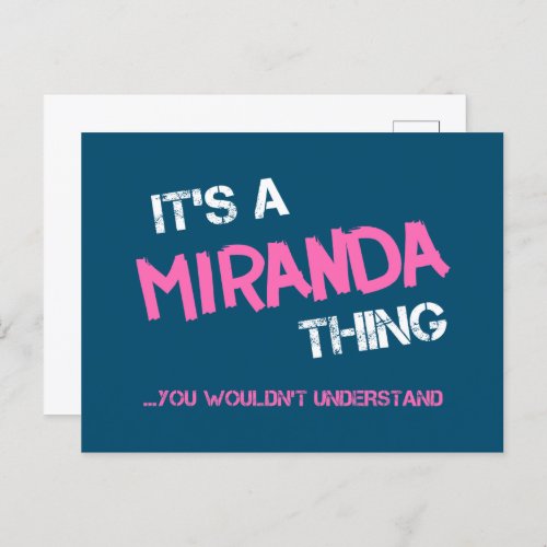 Miranda thing you wouldnt understand postcard