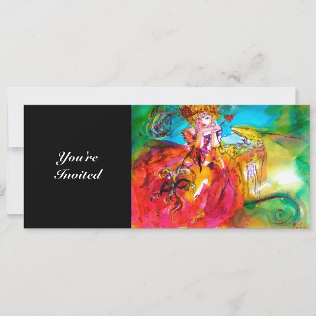 MIRANDOLINA,bright sparkles yellow brown red green Invitation (Front)