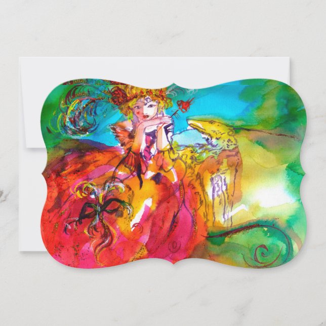 MIRANDOLINA MASQUERADE BALL yellow brown red green Invitation (Front)