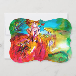 MIRANDOLINA MASQUERADE BALL yellow brown red green Invitation