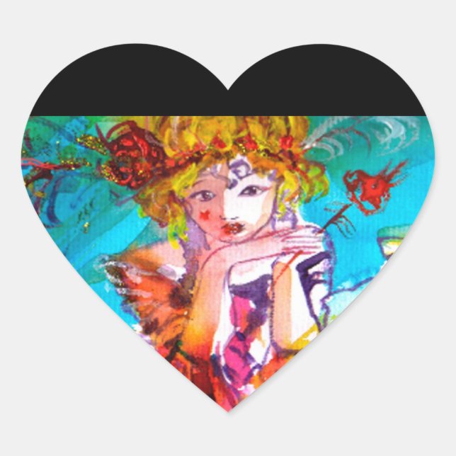 MIRANDOLINA , pink,fuchsia yellow Heart Sticker (Front)