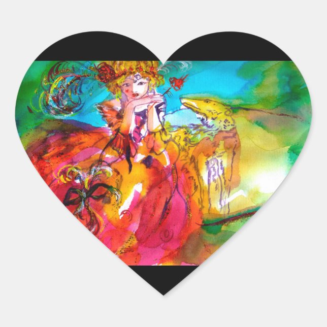 MIRANDOLINA , pink,fuchsia yellow Heart Sticker (Front)