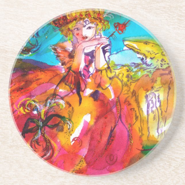 MIRANDOLINA  / Venetian Carnival Masks Drink Coaster (Front)