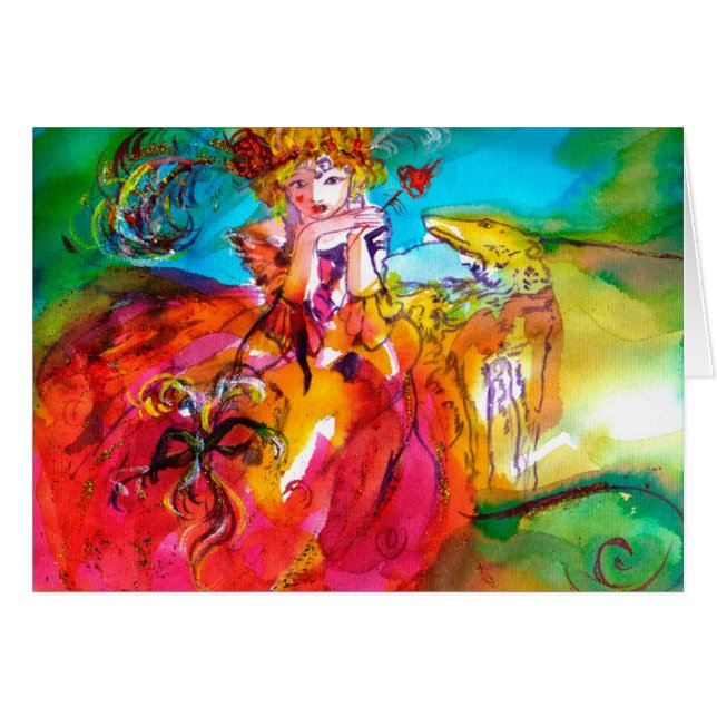MIRANDOLINA WITH MASK Valentine's Day Cards (Front Horizontal)