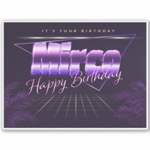 Mirco Name First Name purple retro sticker birthda