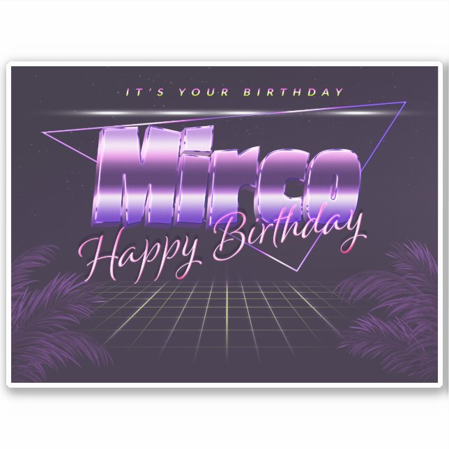 Mirco Name First Name purple retro sticker birthda (Front)