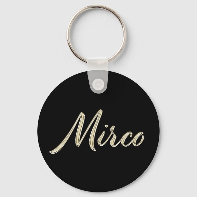 Mirco Name whitegold Button Schlüsselanhänger Keychain (Front)