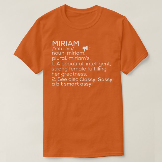 Miriam Name Miriam Definition Miriam Female Name M T-Shirt (Design Front)