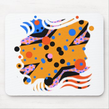 Miro Like Abstract Art In Mustard Yellow And Blue Mouse Pad by myMegaStore at Zazzle