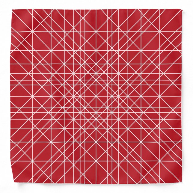 Miroku Red and White Geometric Pattern Bandana (Front)