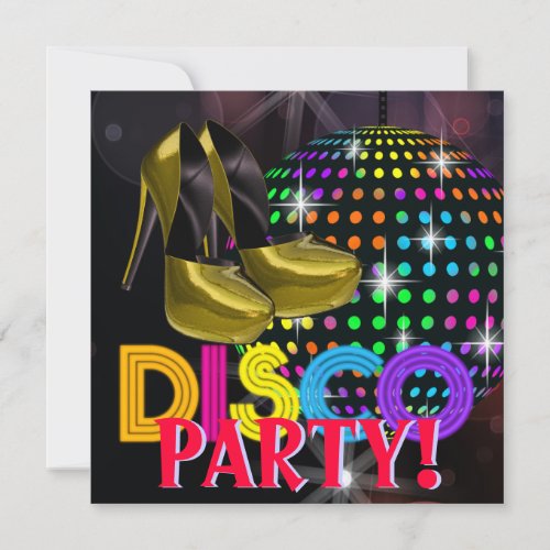Mirror Ball Disco Dance Party Invitations
