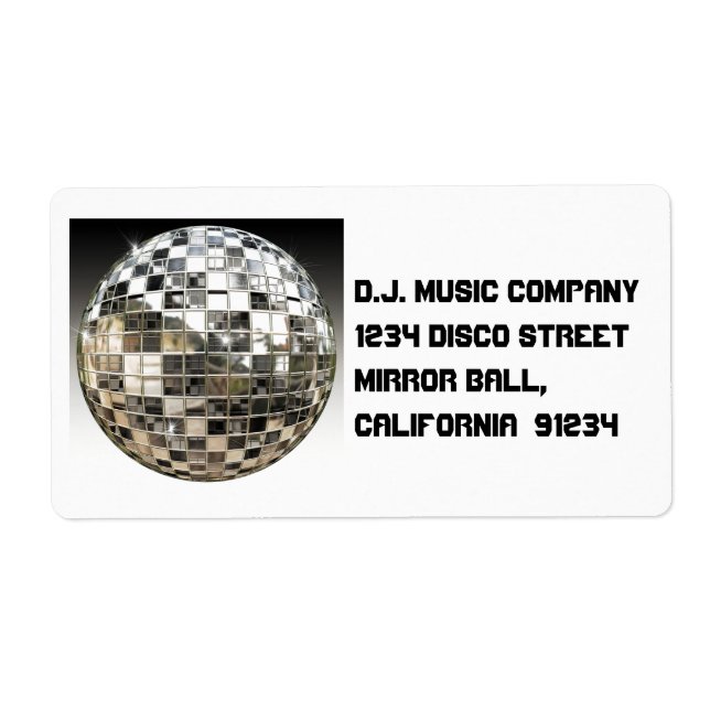 Mirror Ball Disco Party Labels (Front)