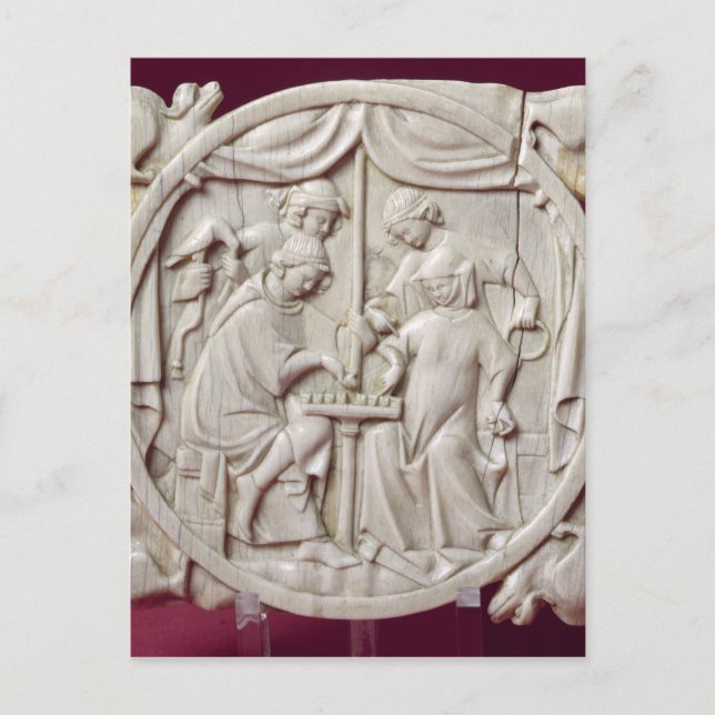 Mirror case depicting a game of chess, c.1300 postcard (Front)