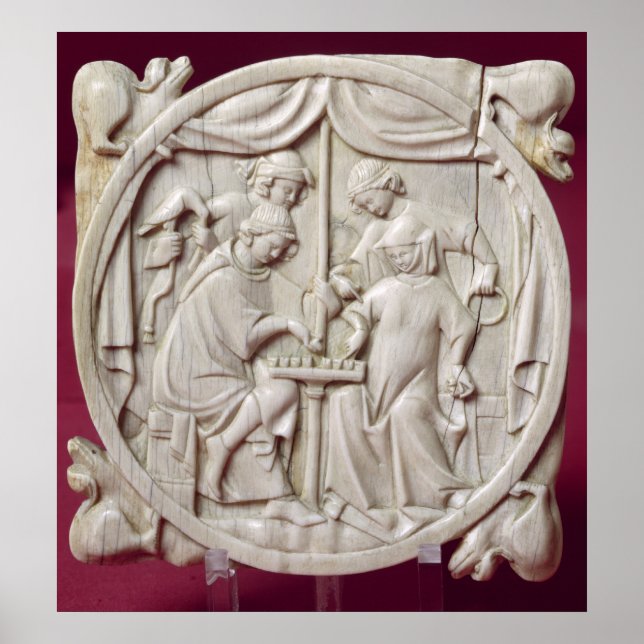 Mirror case depicting a game of chess, c.1300 poster (Front)