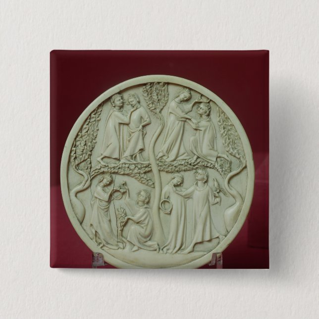 Mirror case depicting courtly scenes, c.1320-30 button (Front)