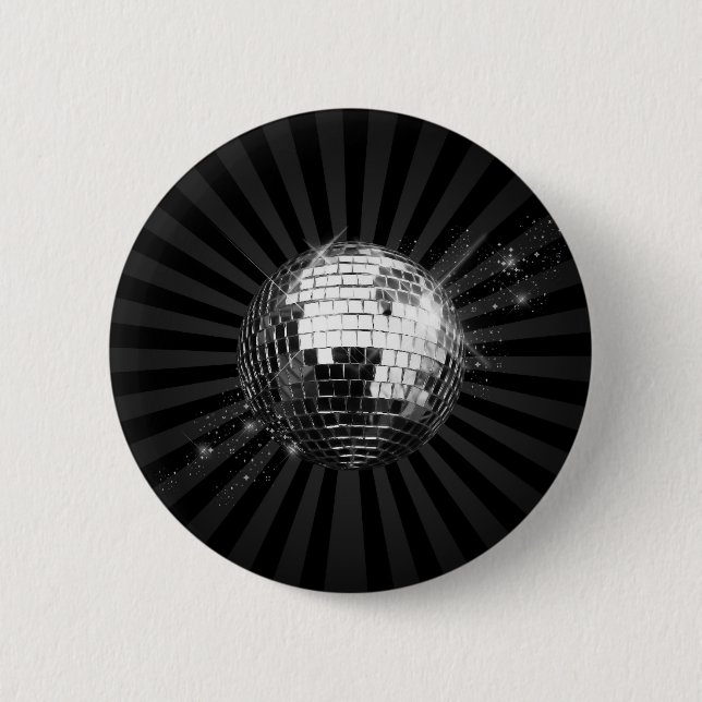 Mirror Disco Ball on Black Button (Front)