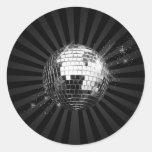 Mirror Disco Ball on Black Classic Round Sticker