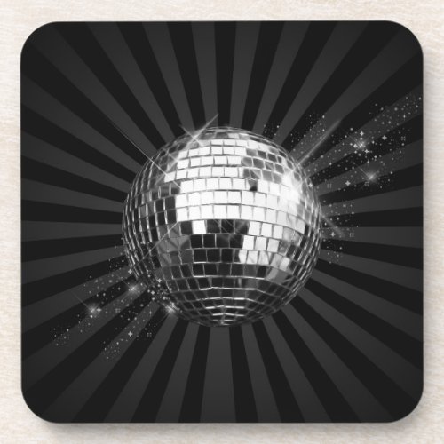 Mirror Disco Ball on Black Coaster