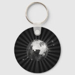 Mirror Disco Ball on Black Keychain