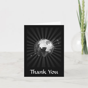 Mirror Disco Ball on Black Letterpress Thank You Card