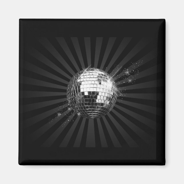 Mirror Disco Ball on Black Magnet (Front)