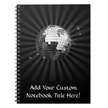 Mirror Disco Ball On Black Notebook by cutencomfy at Zazzle