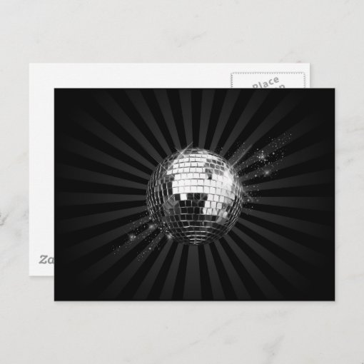 Mirror Disco Ball on Black Postcard | Zazzle