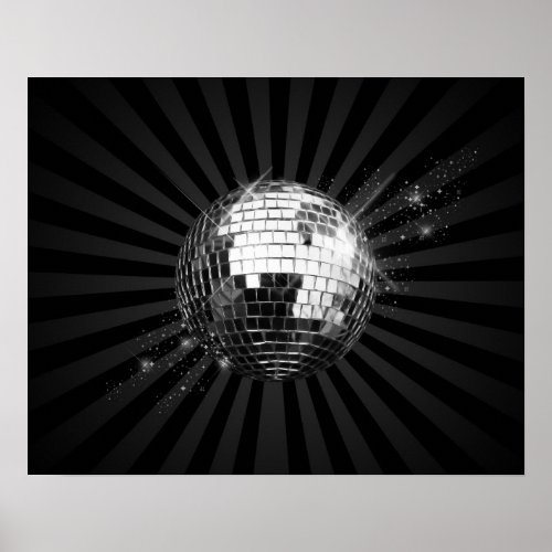 Mirror Disco Ball on Black Poster