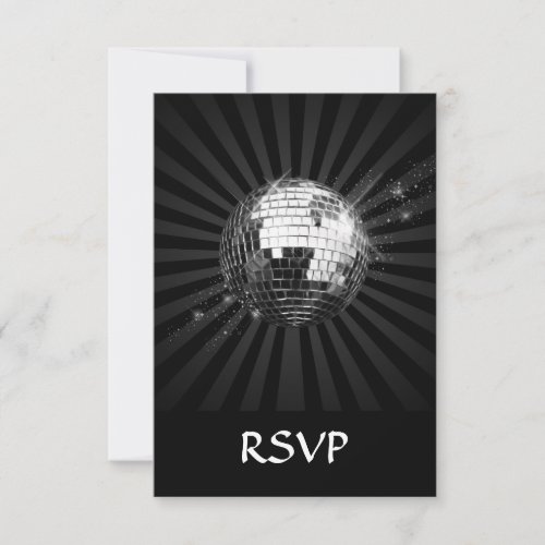 Mirror Disco Ball on Black Custom Invitation