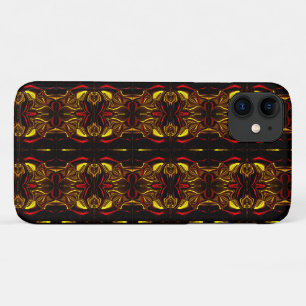 Mirror -Gold and red curved traces with dark parts iPhone 11 Case