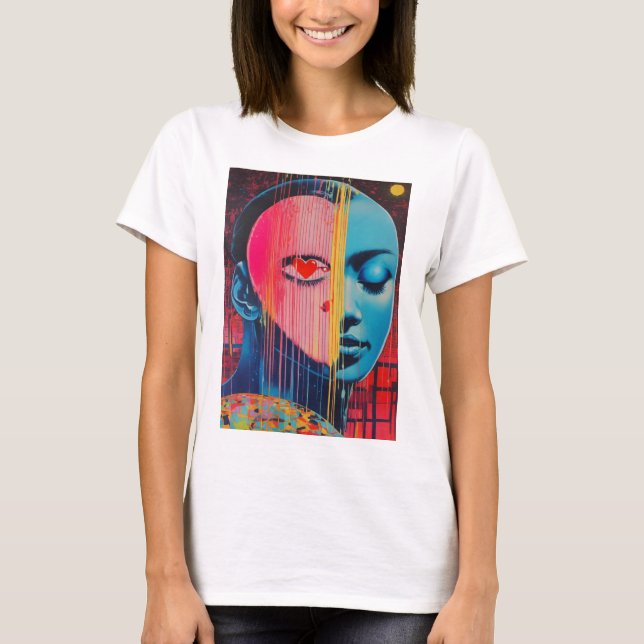 Mirror Image Elegance: Face Design T-Shirt" T-Shirt (Front)