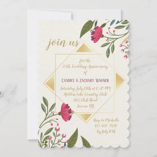 Mirror Image Floral Invitation | Zazzle