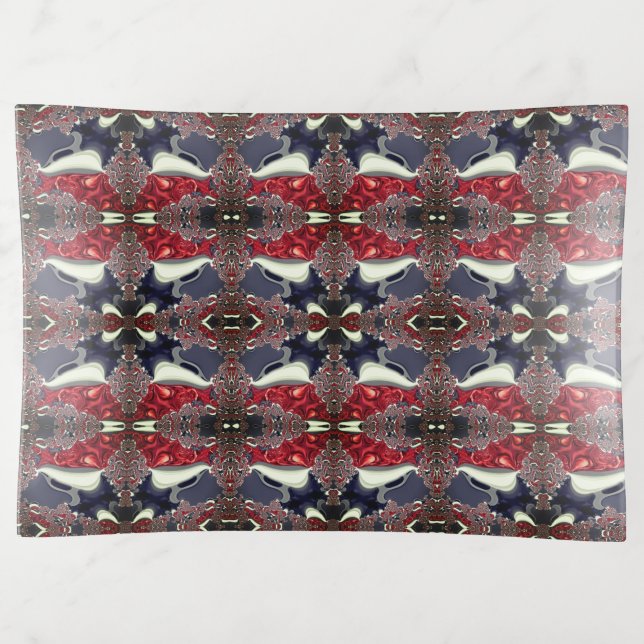 Mirror image generating repeated shape, over white trinket tray (Front)