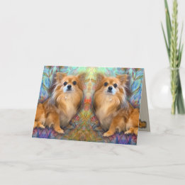 Mirror image of Long Hair Chihuahua birthday Card