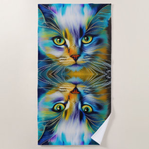 Mirror images of a Colorful Siamese Kitten Beach Towel