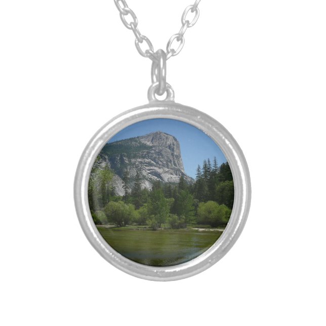 Mirror Lake II in Yosemite National Park Silver Plated Necklace (Front)