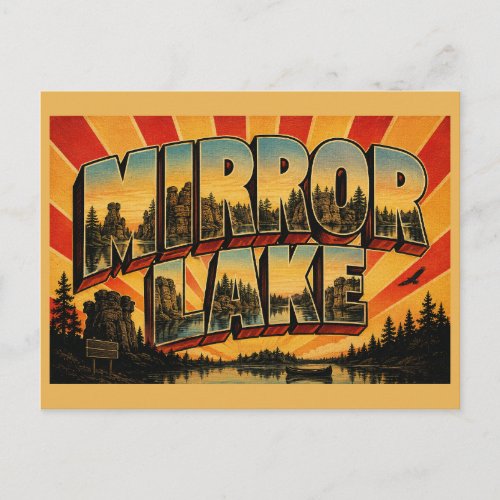 Mirror Lake State Park Wisconsin Sandstone Art Postcard