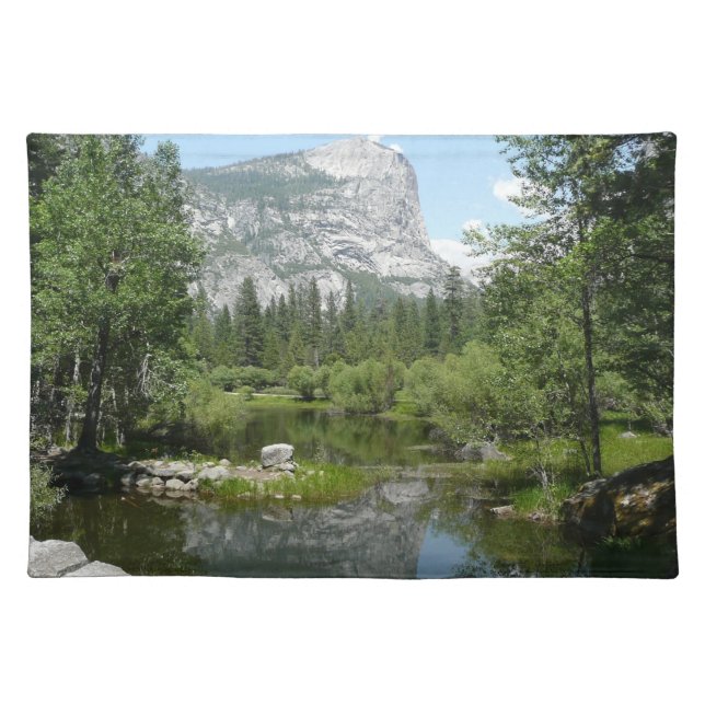 Mirror Lake View in Yosemite National Park Cloth Placemat (Front)