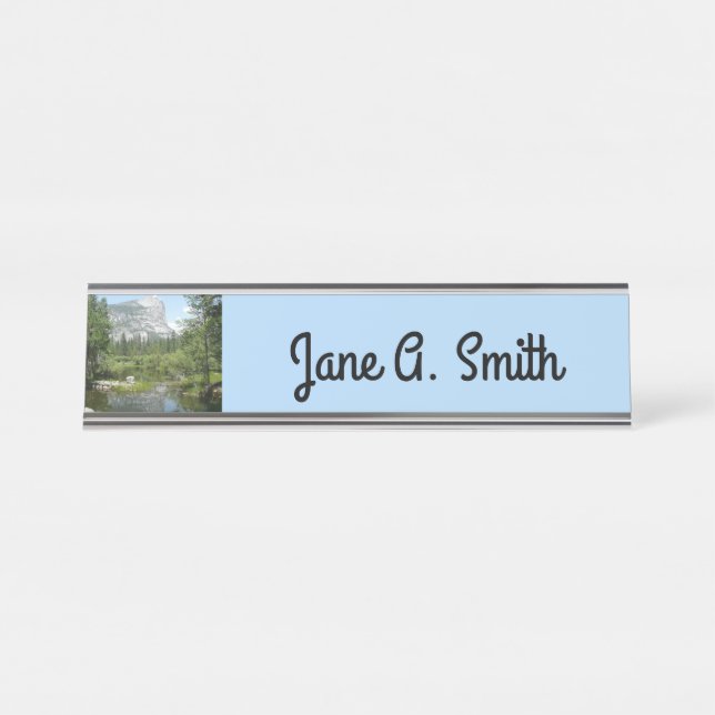 Mirror Lake View in Yosemite National Park Desk Name Plate (Front)