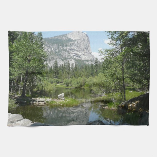 Mirror Lake View in Yosemite National Park Kitchen Towel (Horizontal)