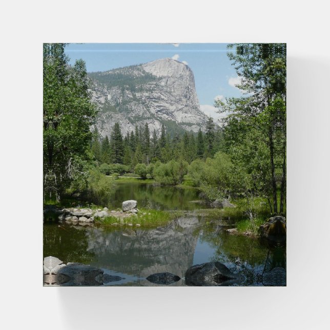 Mirror Lake View in Yosemite National Park Paperweight (Front)