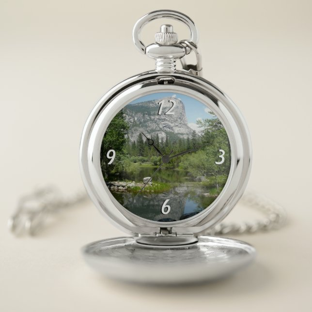 Mirror Lake View in Yosemite National Park Pocket Watch (Inside)